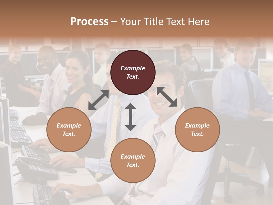 A Group Of People Sitting In Front Of Computers PowerPoint Template