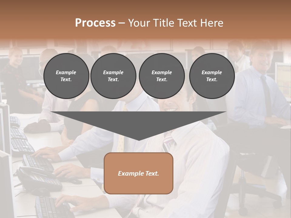 A Group Of People Sitting In Front Of Computers PowerPoint Template