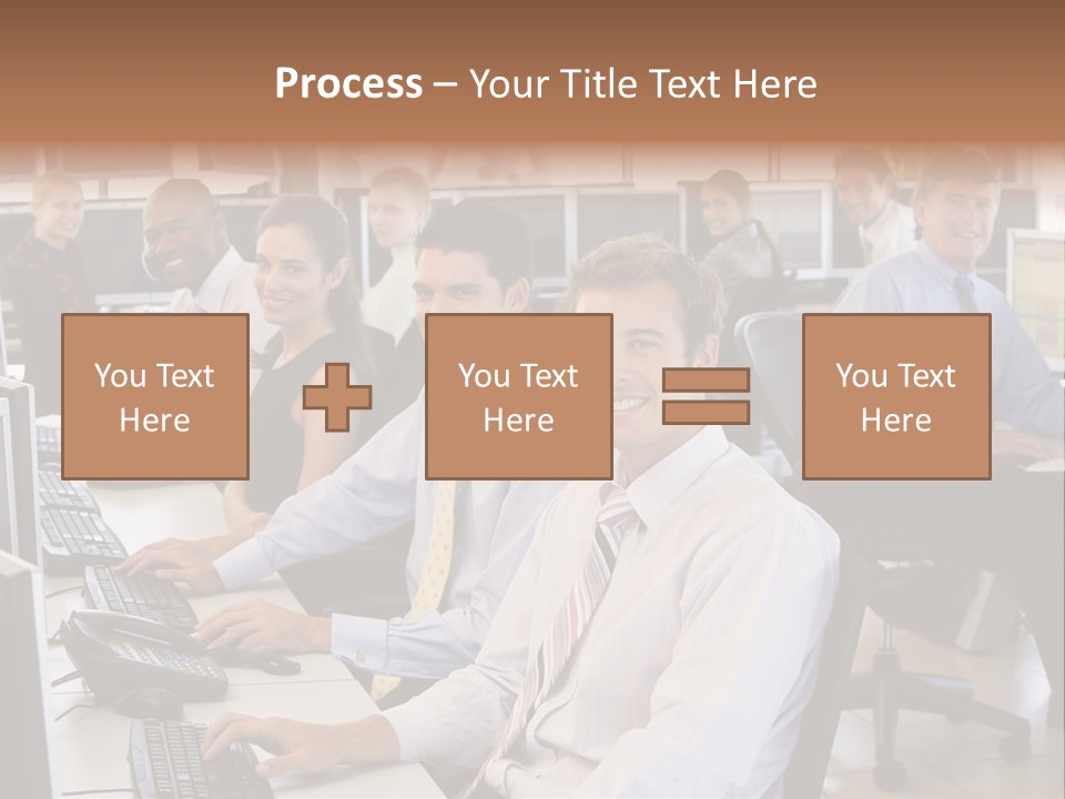A Group Of People Sitting In Front Of Computers PowerPoint Template