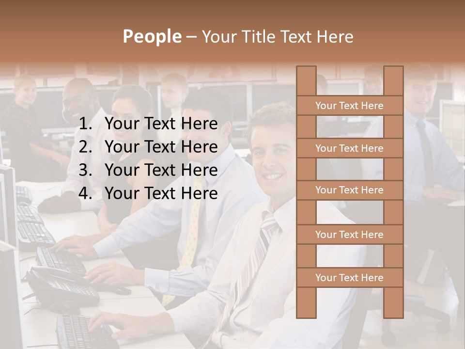 A Group Of People Sitting In Front Of Computers PowerPoint Template