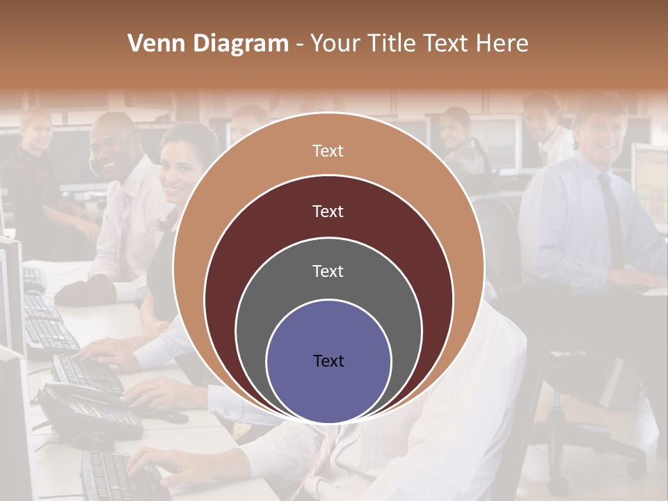 A Group Of People Sitting In Front Of Computers PowerPoint Template
