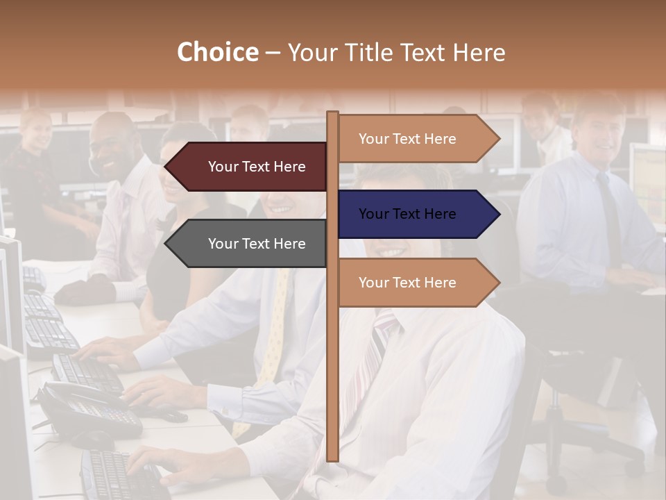 A Group Of People Sitting In Front Of Computers PowerPoint Template