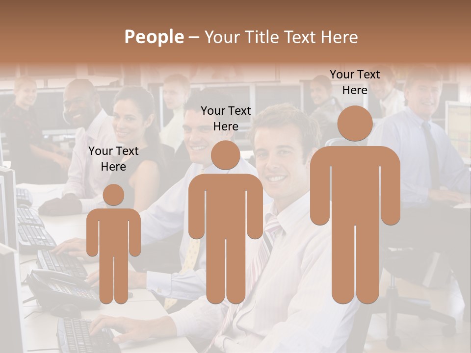 A Group Of People Sitting In Front Of Computers PowerPoint Template