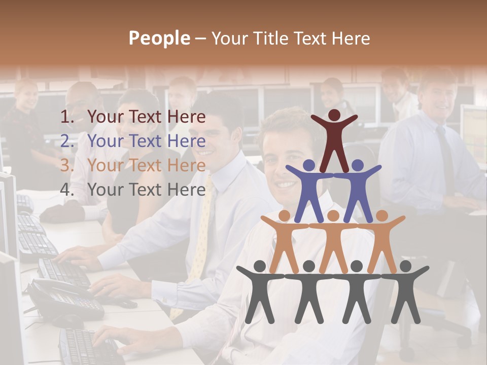 A Group Of People Sitting In Front Of Computers PowerPoint Template