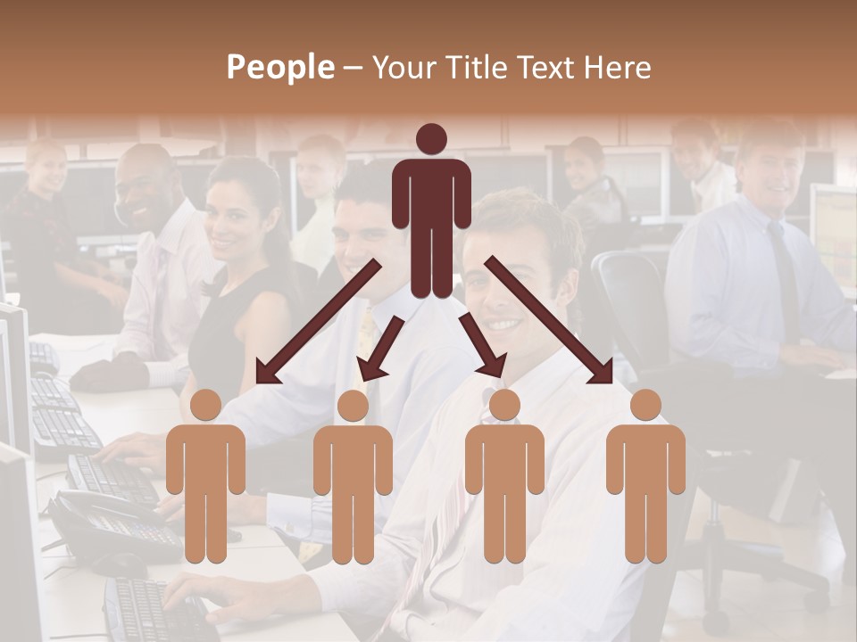 A Group Of People Sitting In Front Of Computers PowerPoint Template