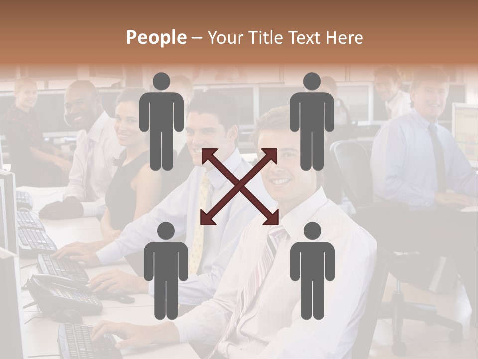 A Group Of People Sitting In Front Of Computers PowerPoint Template