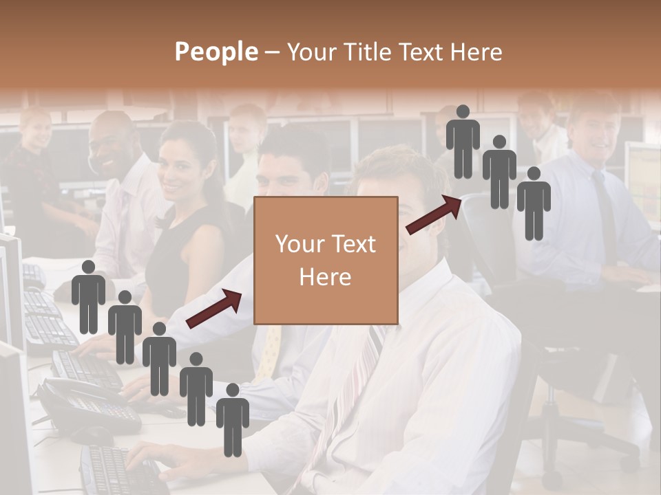 A Group Of People Sitting In Front Of Computers PowerPoint Template