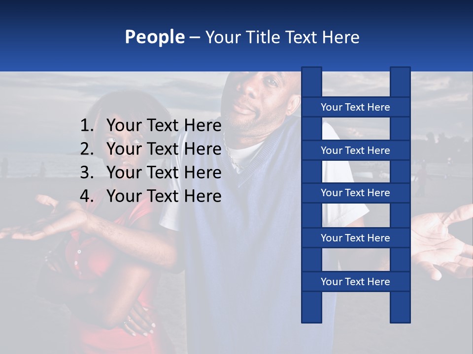 A Man And A Woman Standing On A Beach PowerPoint Template