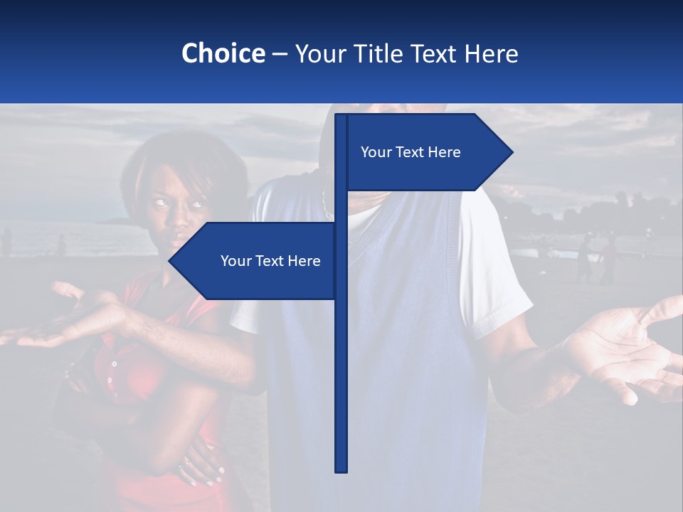 A Man And A Woman Standing On A Beach PowerPoint Template