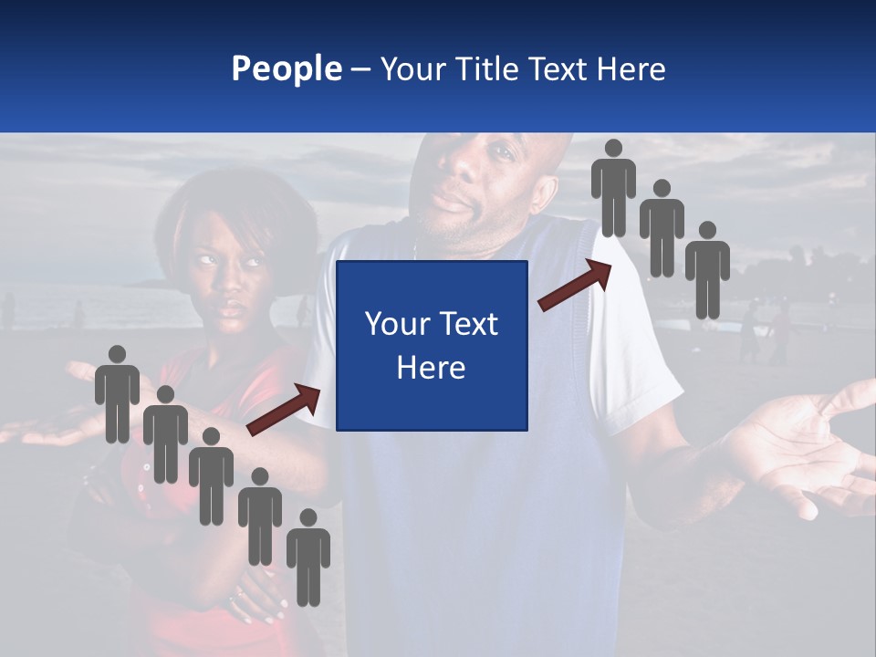 A Man And A Woman Standing On A Beach PowerPoint Template