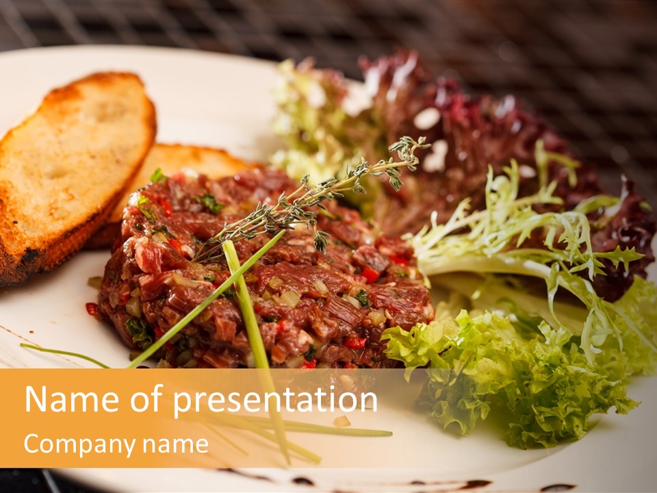 A Plate Of Food With Bread And Lettuce PowerPoint Template