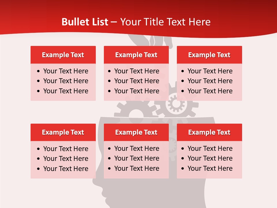 A Person's Head With Gears Coming Out Of It PowerPoint Template
