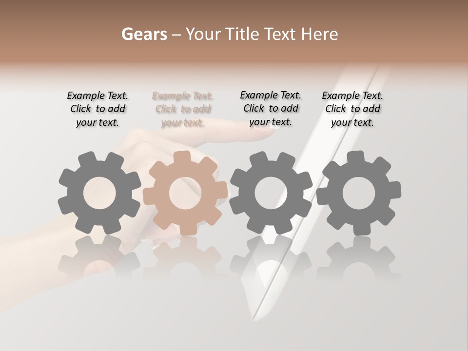 A Woman's Hand Pointing At A Laptop Screen PowerPoint Template