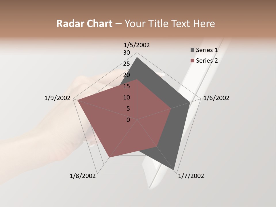 A Woman's Hand Pointing At A Laptop Screen PowerPoint Template