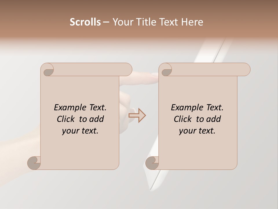 A Woman's Hand Pointing At A Laptop Screen PowerPoint Template