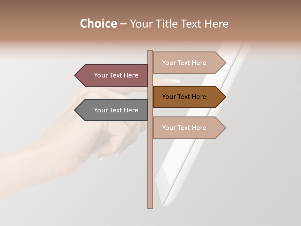 A Woman's Hand Pointing At A Laptop Screen PowerPoint Template