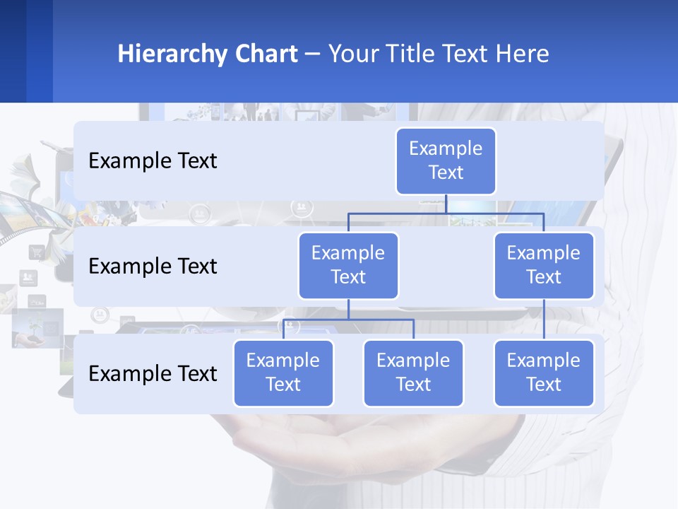 A Man Holding A Tablet With A Lot Of Pictures On It PowerPoint Template