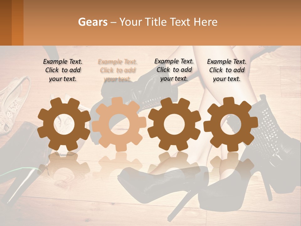 A Group Of Women's Shoes Sitting On Top Of A Wooden Floor PowerPoint Template
