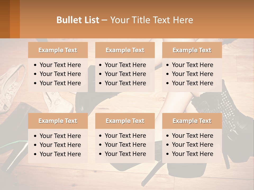 A Group Of Women's Shoes Sitting On Top Of A Wooden Floor PowerPoint Template
