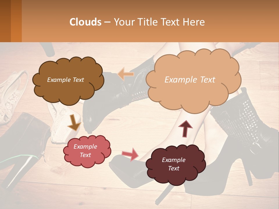 A Group Of Women's Shoes Sitting On Top Of A Wooden Floor PowerPoint Template