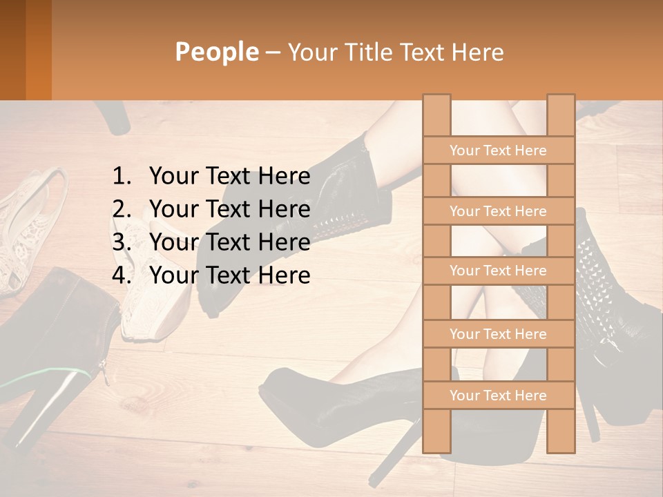 A Group Of Women's Shoes Sitting On Top Of A Wooden Floor PowerPoint Template