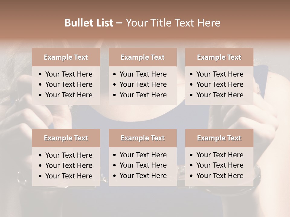 A Woman In A Blue Dress Is Holding A Watch PowerPoint Template