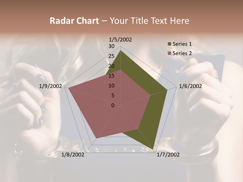 A Woman In A Blue Dress Is Holding A Watch PowerPoint Template