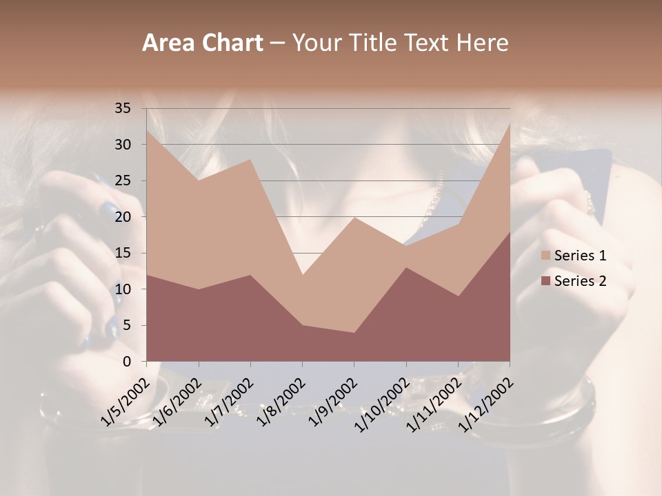 A Woman In A Blue Dress Is Holding A Watch PowerPoint Template