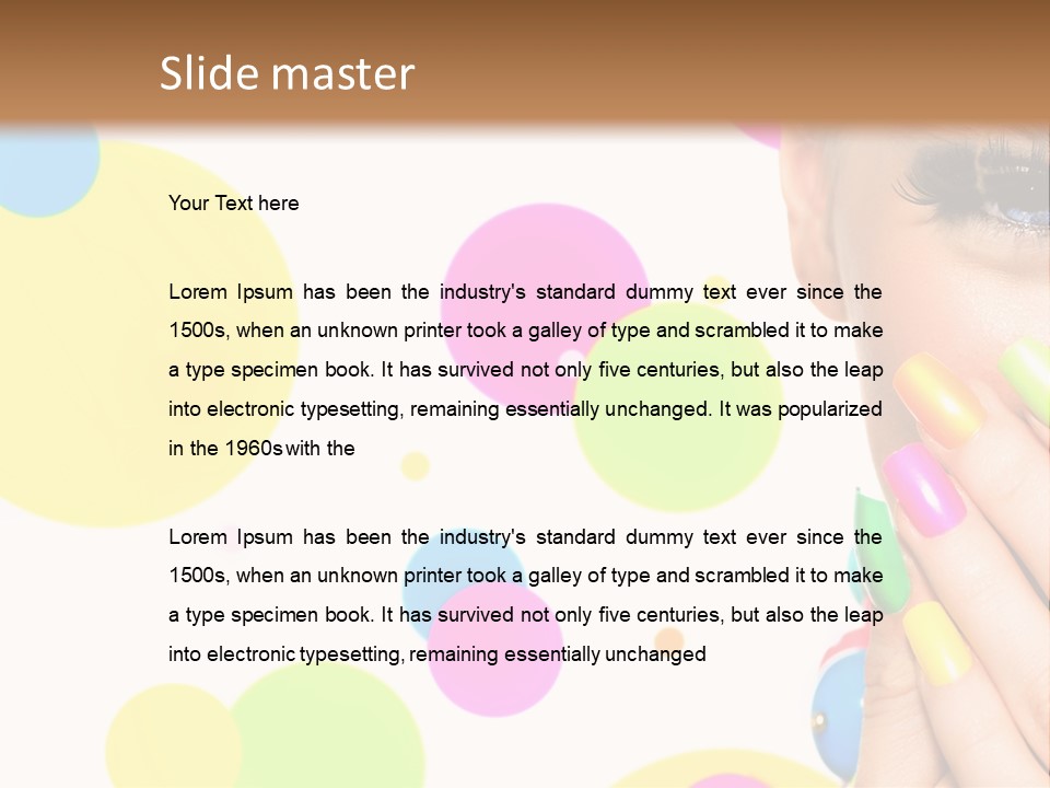 A Woman With Colorful Nails Covering Her Face PowerPoint Template