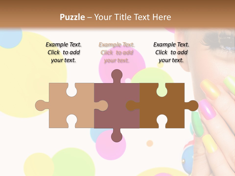 A Woman With Colorful Nails Covering Her Face PowerPoint Template