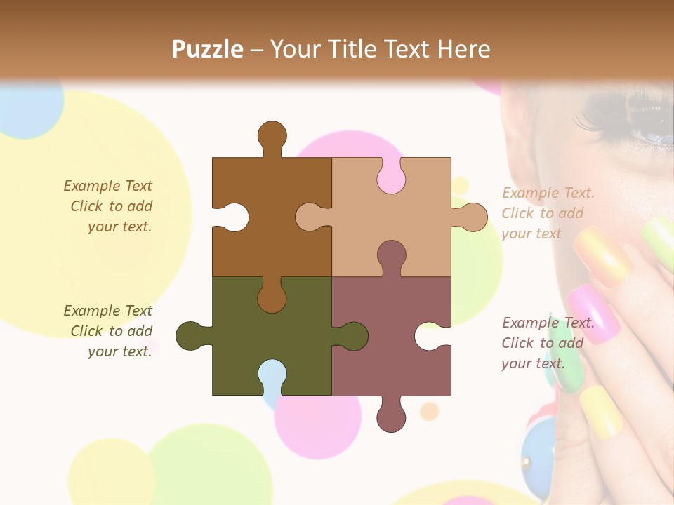 A Woman With Colorful Nails Covering Her Face PowerPoint Template