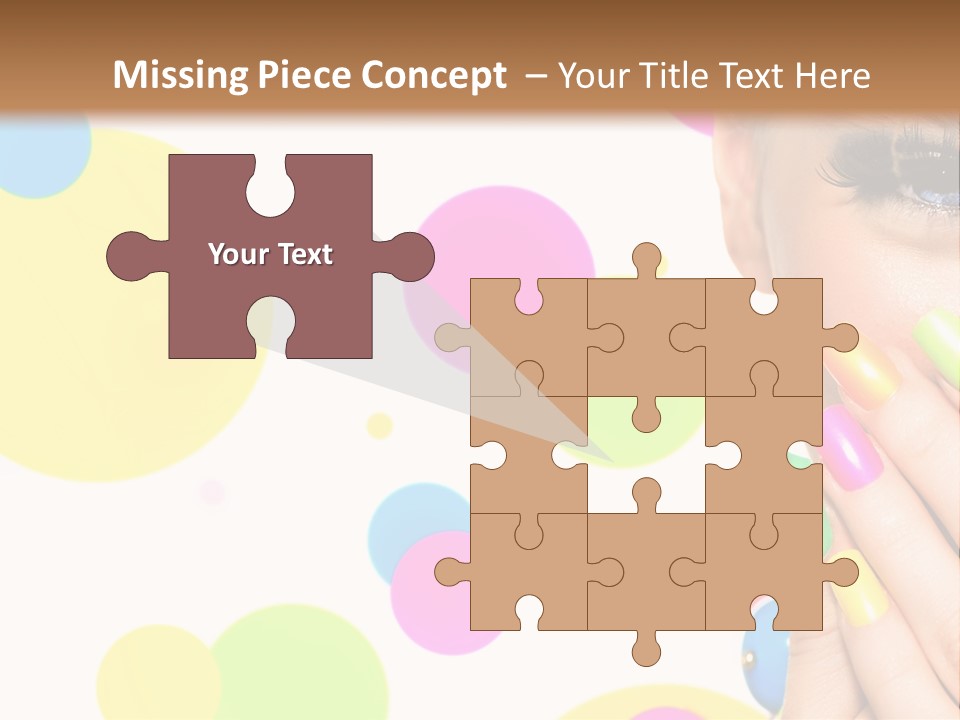 A Woman With Colorful Nails Covering Her Face PowerPoint Template