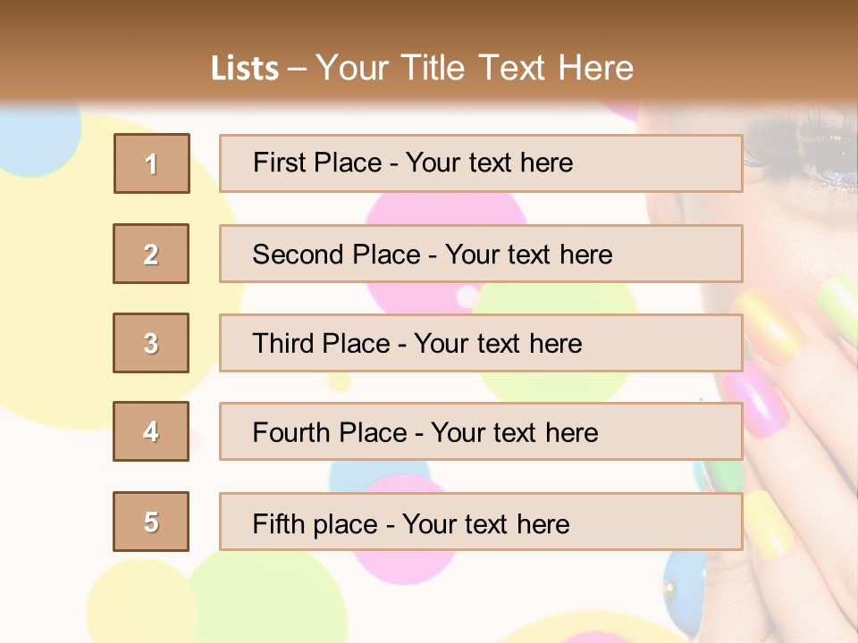 A Woman With Colorful Nails Covering Her Face PowerPoint Template