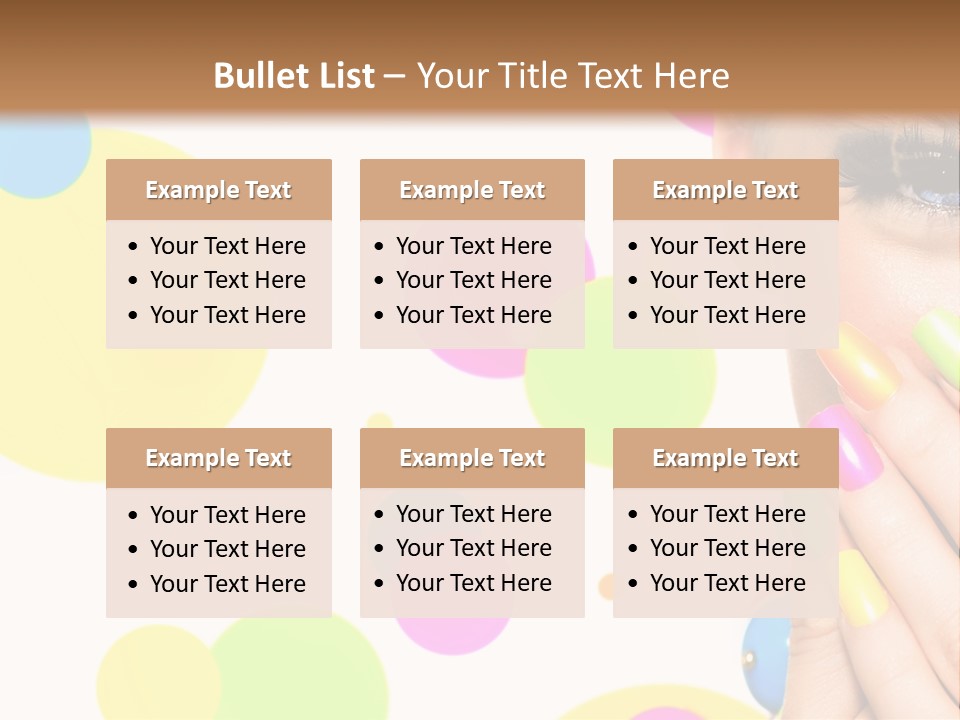 A Woman With Colorful Nails Covering Her Face PowerPoint Template