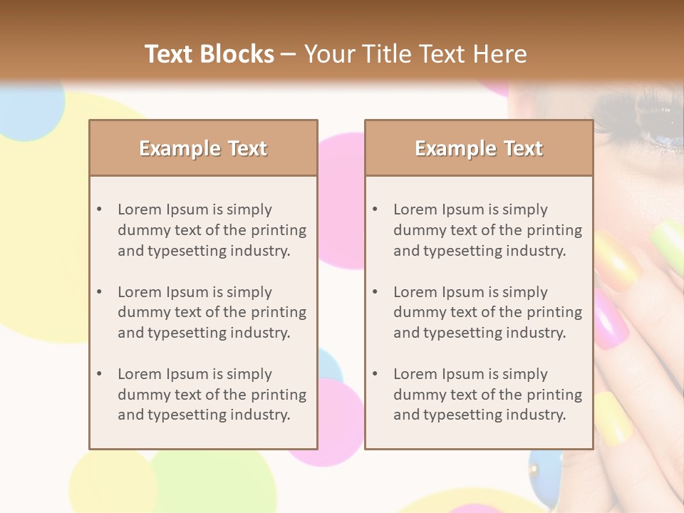 A Woman With Colorful Nails Covering Her Face PowerPoint Template