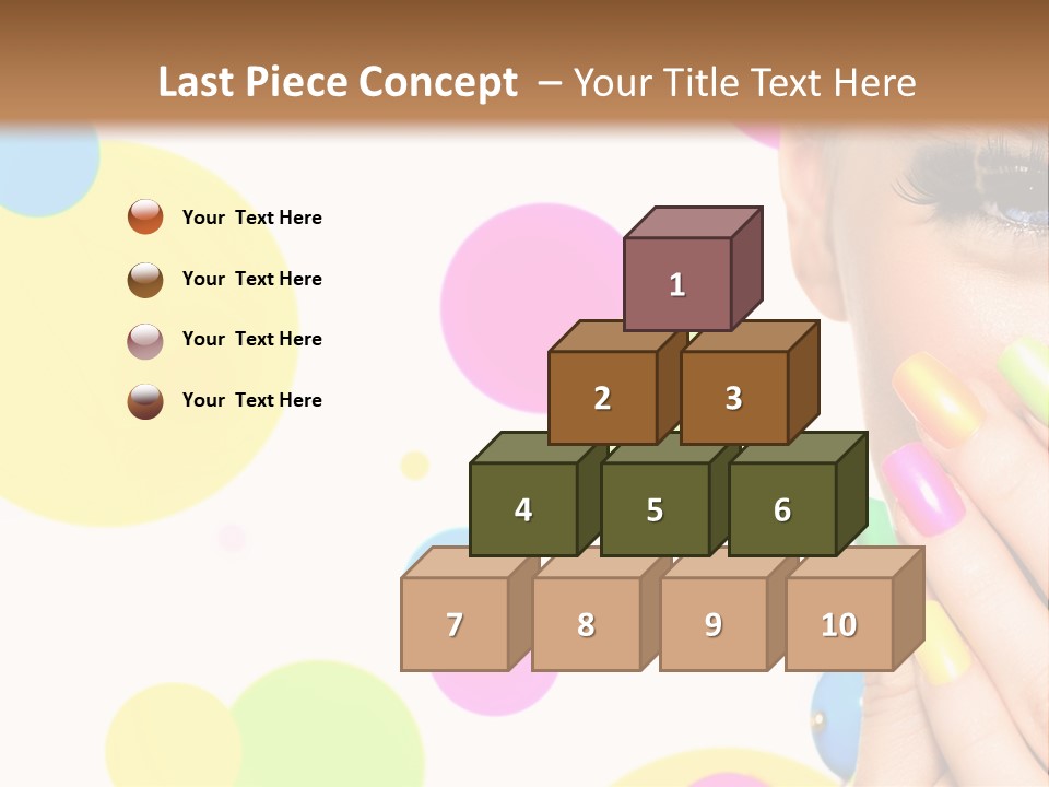 A Woman With Colorful Nails Covering Her Face PowerPoint Template