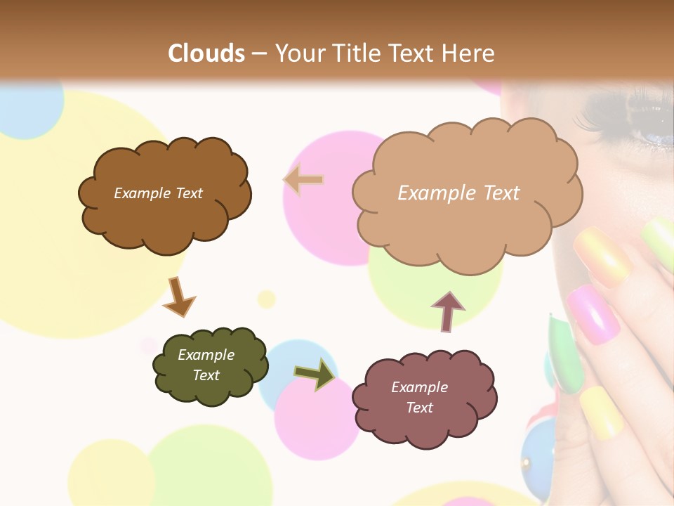 A Woman With Colorful Nails Covering Her Face PowerPoint Template