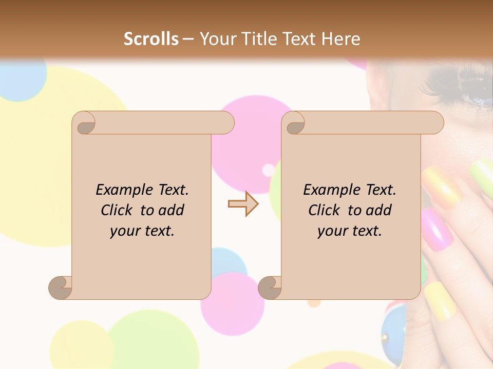 A Woman With Colorful Nails Covering Her Face PowerPoint Template