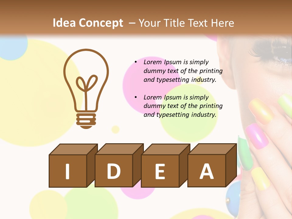 A Woman With Colorful Nails Covering Her Face PowerPoint Template