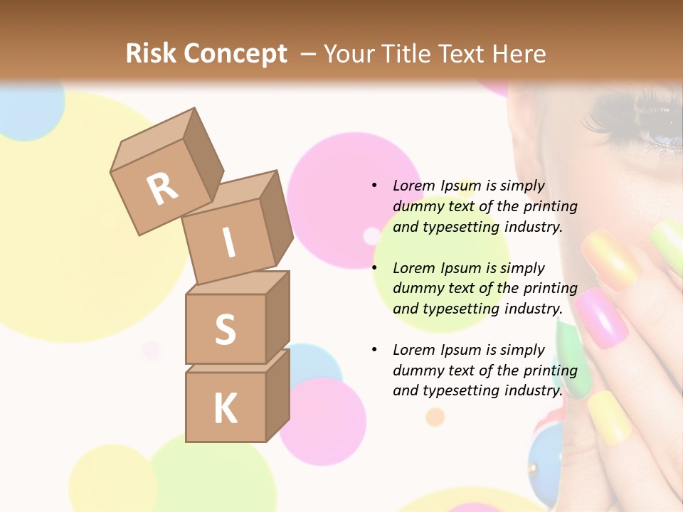 A Woman With Colorful Nails Covering Her Face PowerPoint Template