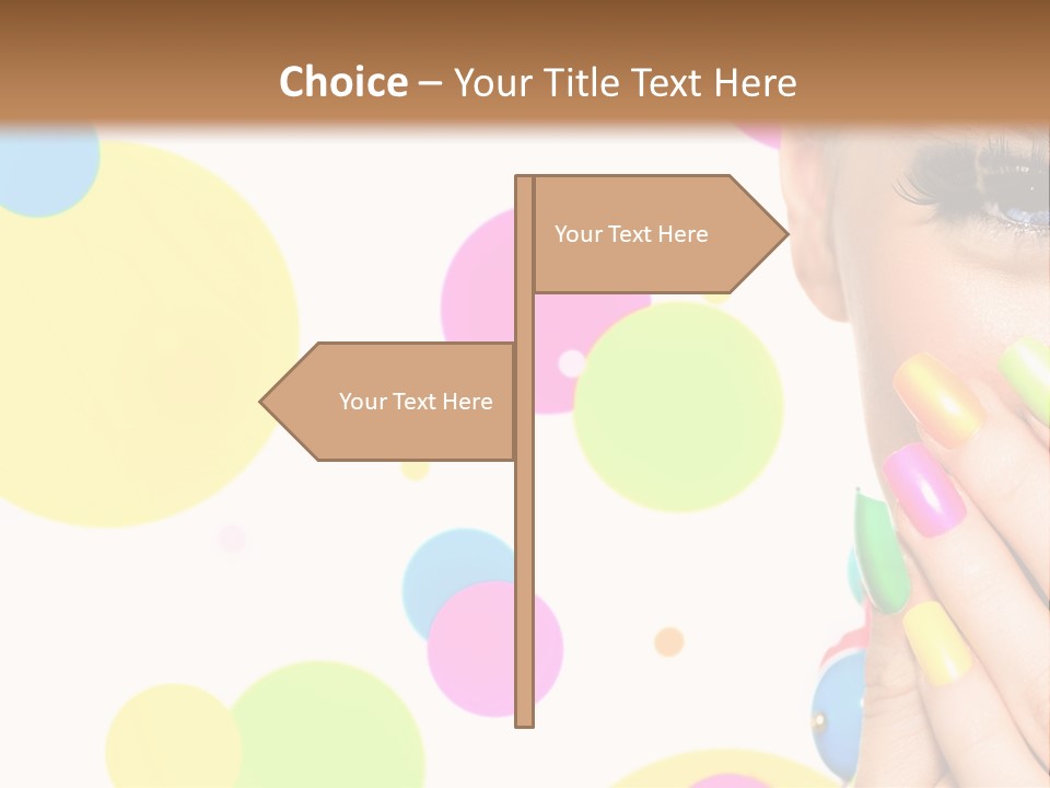 A Woman With Colorful Nails Covering Her Face PowerPoint Template