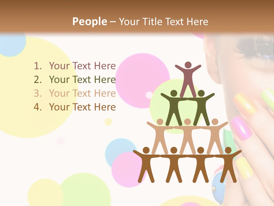 A Woman With Colorful Nails Covering Her Face PowerPoint Template