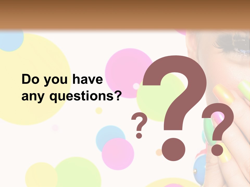 A Woman With Colorful Nails Covering Her Face PowerPoint Template