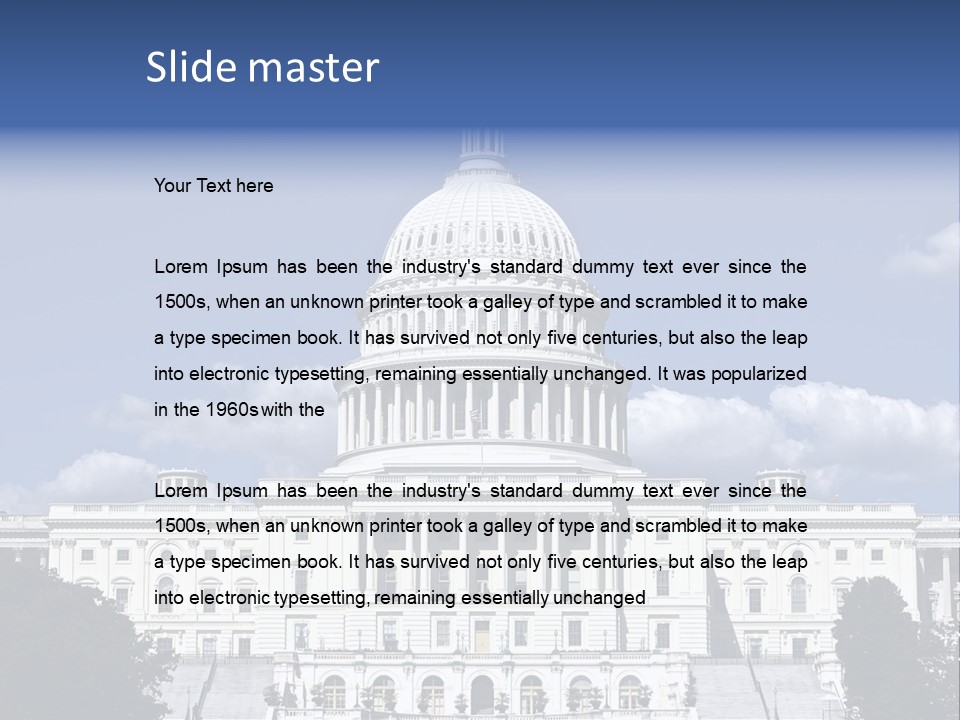 A White Building With A Blue Sky In The Background PowerPoint Template