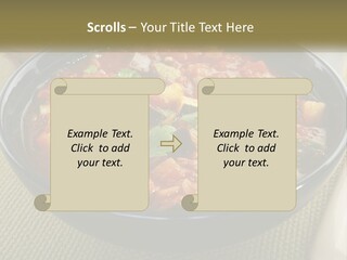 A Bowl Of Soup With Bread On The Side PowerPoint Template