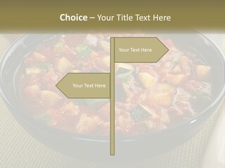 A Bowl Of Soup With Bread On The Side PowerPoint Template