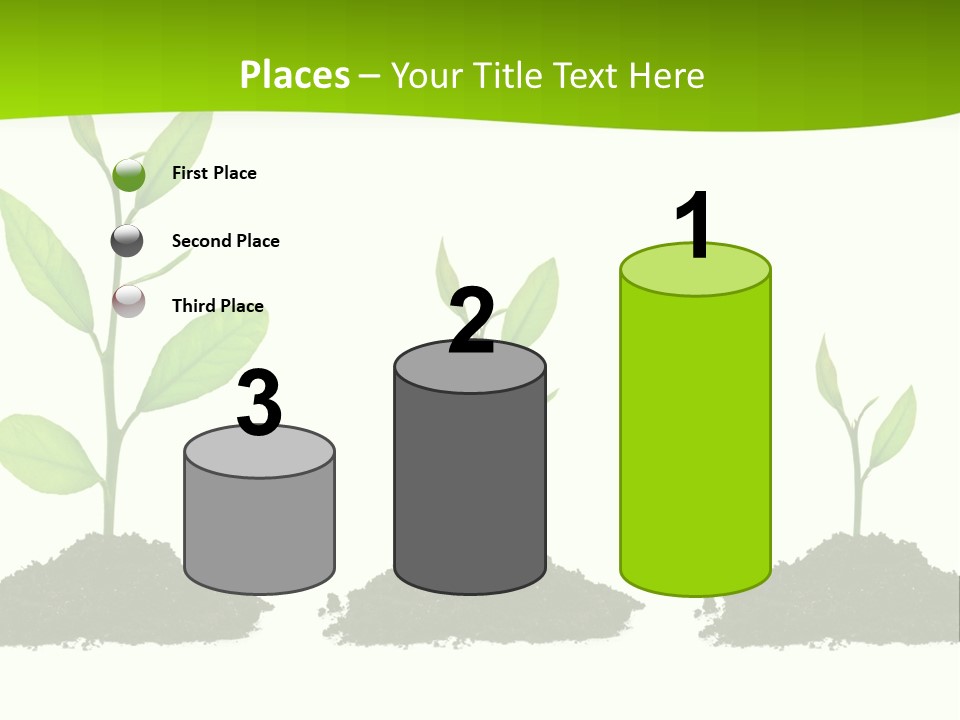 A Group Of Green Plants Growing Out Of Dirt PowerPoint Template