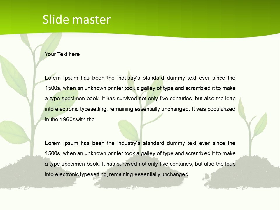 A Group Of Green Plants Growing Out Of Dirt PowerPoint Template
