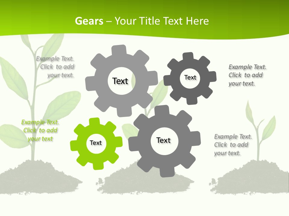 A Group Of Green Plants Growing Out Of Dirt PowerPoint Template