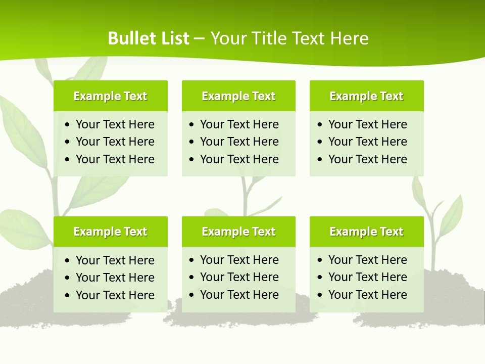 A Group Of Green Plants Growing Out Of Dirt PowerPoint Template